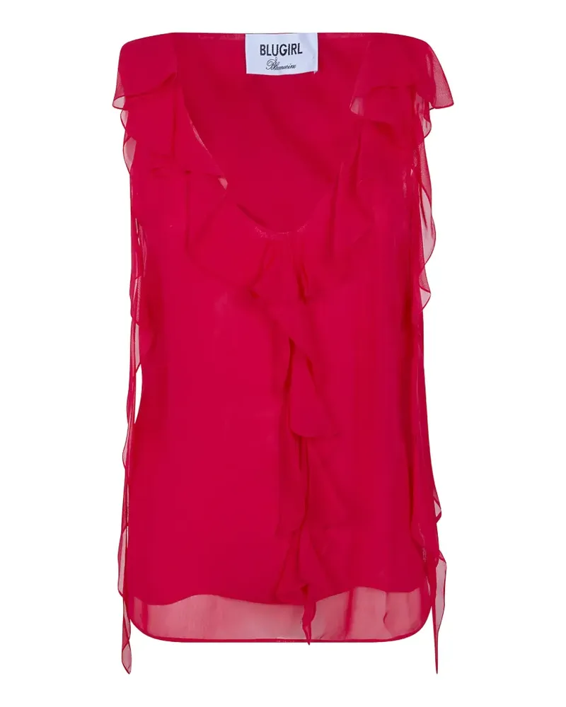 Blumarine ruffled silk top - Rosa Rosa