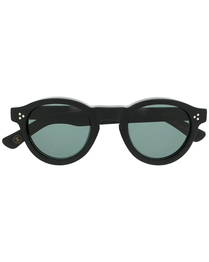 Lesca Runde Gaston Sonnenbrille - Schwarz Schwarz