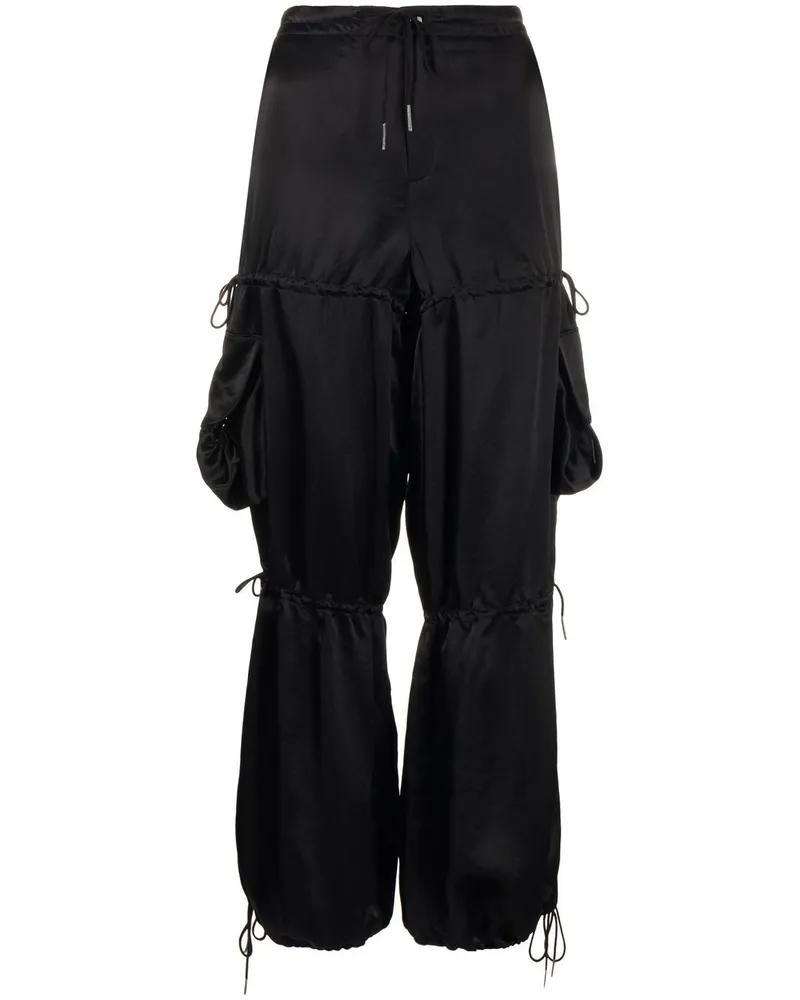 Anna Sui Gerade Hose in Satinoptik - Schwarz Schwarz