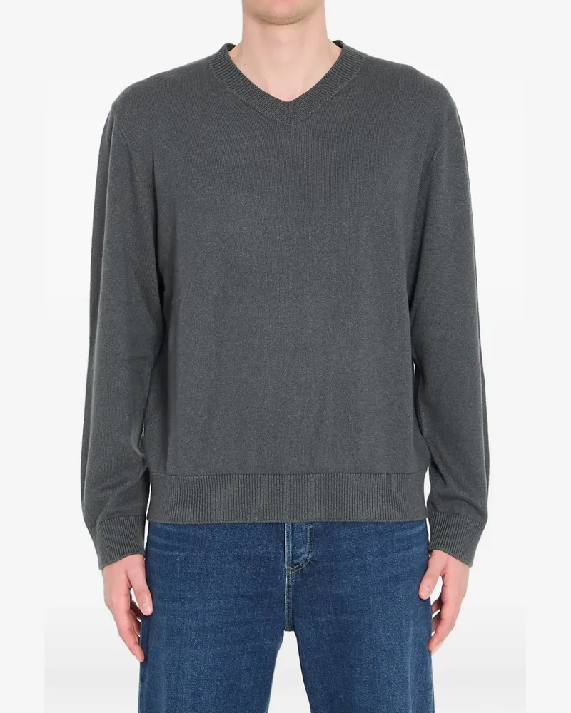 The Row ribbed V-neck mamphis sweater - Grau Grau