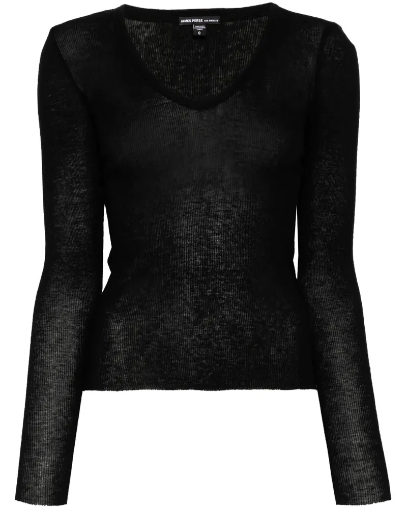 James Perse T-Shirt mit V-Ausschnitt - Schwarz Schwarz