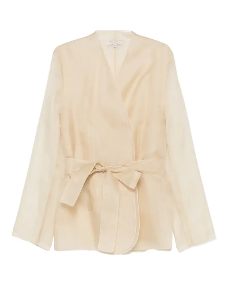Antonelli Firenze Elia belted semi-sheer jacket - Nude Nude