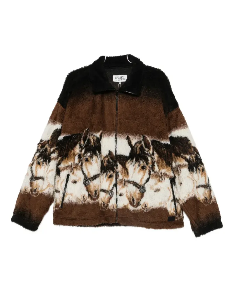 Maison Margiela Cardigan mit Pferde-Print - Braun Braun