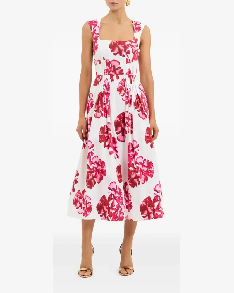 Rebecca Vallance Damask Rose Midikleid mit Blumen-Print - Weiß Weiß