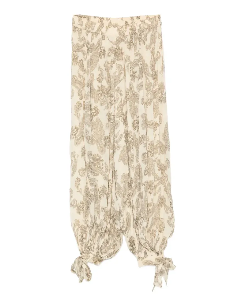 Hemant & Nandita Dani paisley-print tie-cuff trousers - Nude Nude