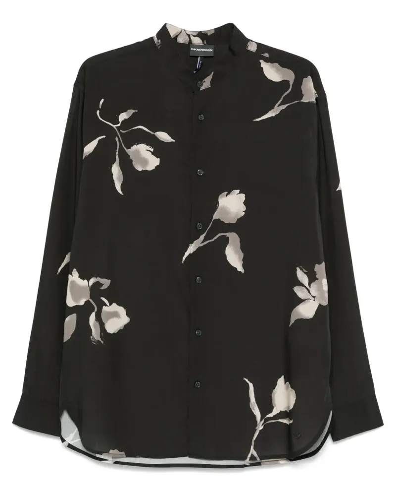 Emporio Armani Hemd mit Blumen-Print Schwarz