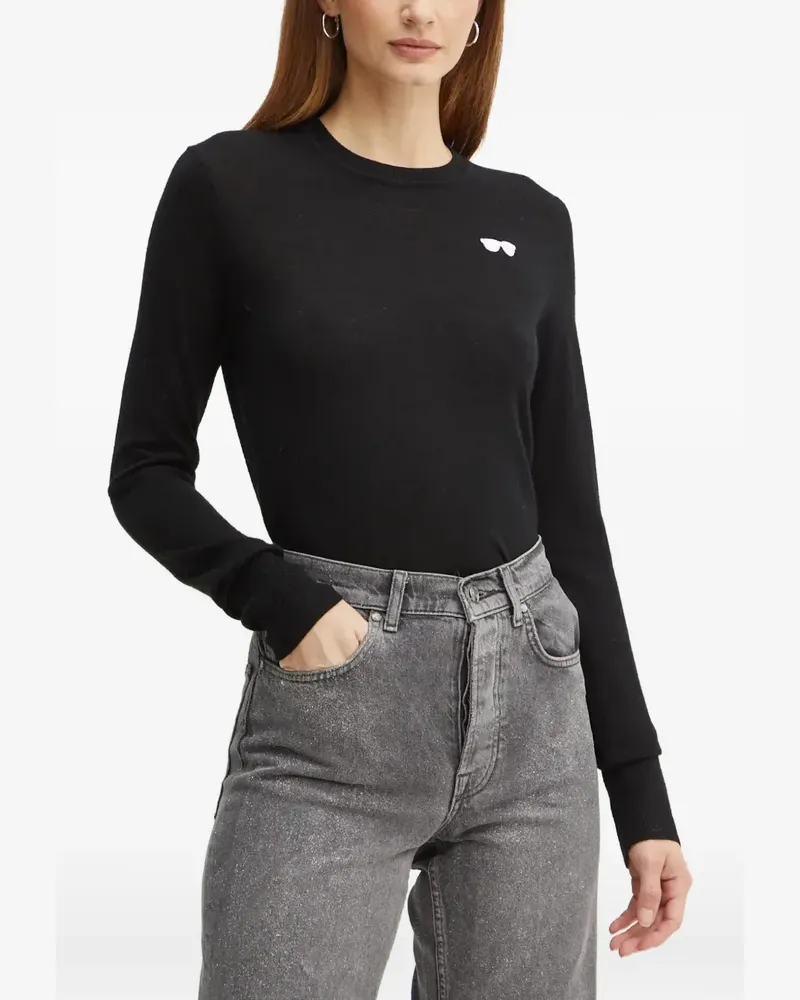 Karl Lagerfeld embroidered round-neck knitwear - Schwarz Schwarz