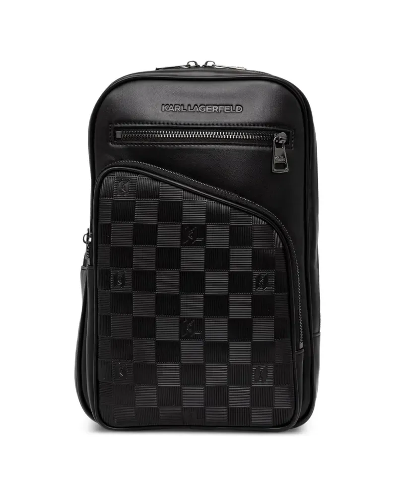 Karl Lagerfeld Kuriertasche mit Schachbrettmuster - Schwarz Schwarz