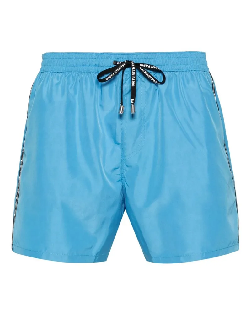 Balmain Badeshorts mit Logo-Print - Blau Blau