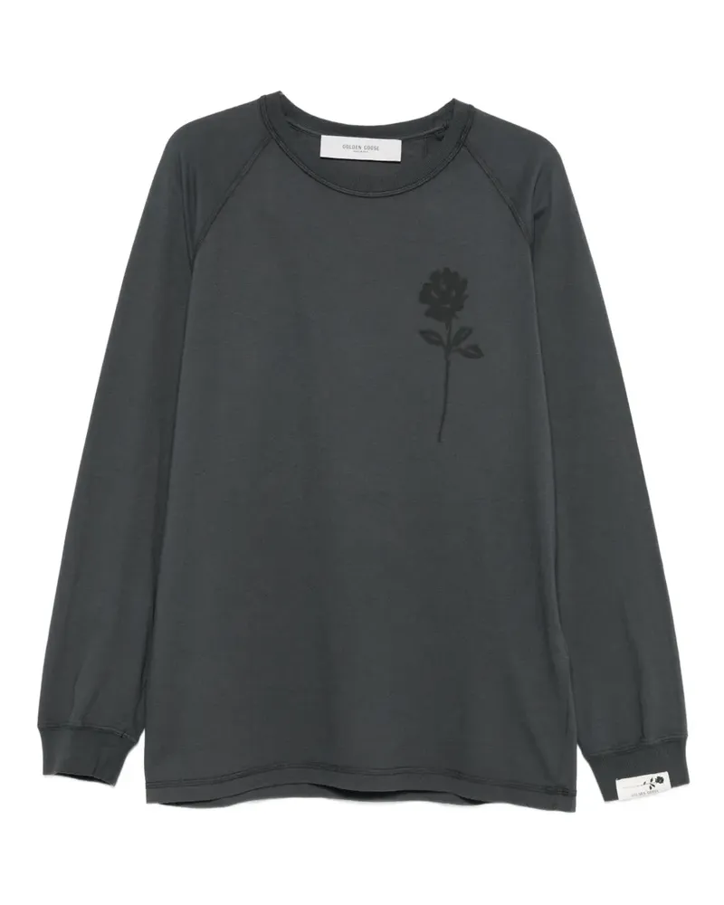 Golden Goose Raglan-T-Shirt mit Rosen-Print - Grau Grau
