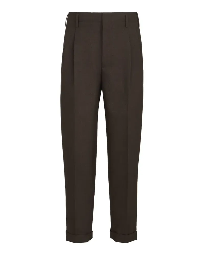 Brunello Cucinelli Hose aus Schurwolle mit diagonalen Bündchen - Braun Braun