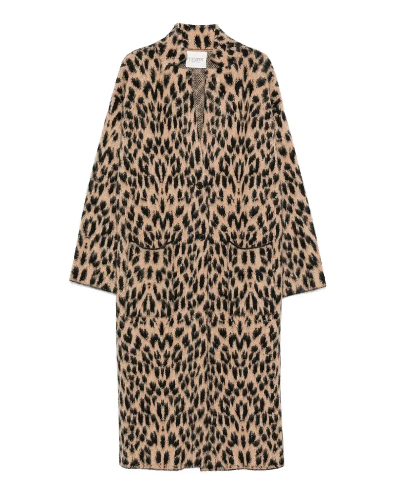Laneus Mantel mit Leopardenprint - Nude Nude