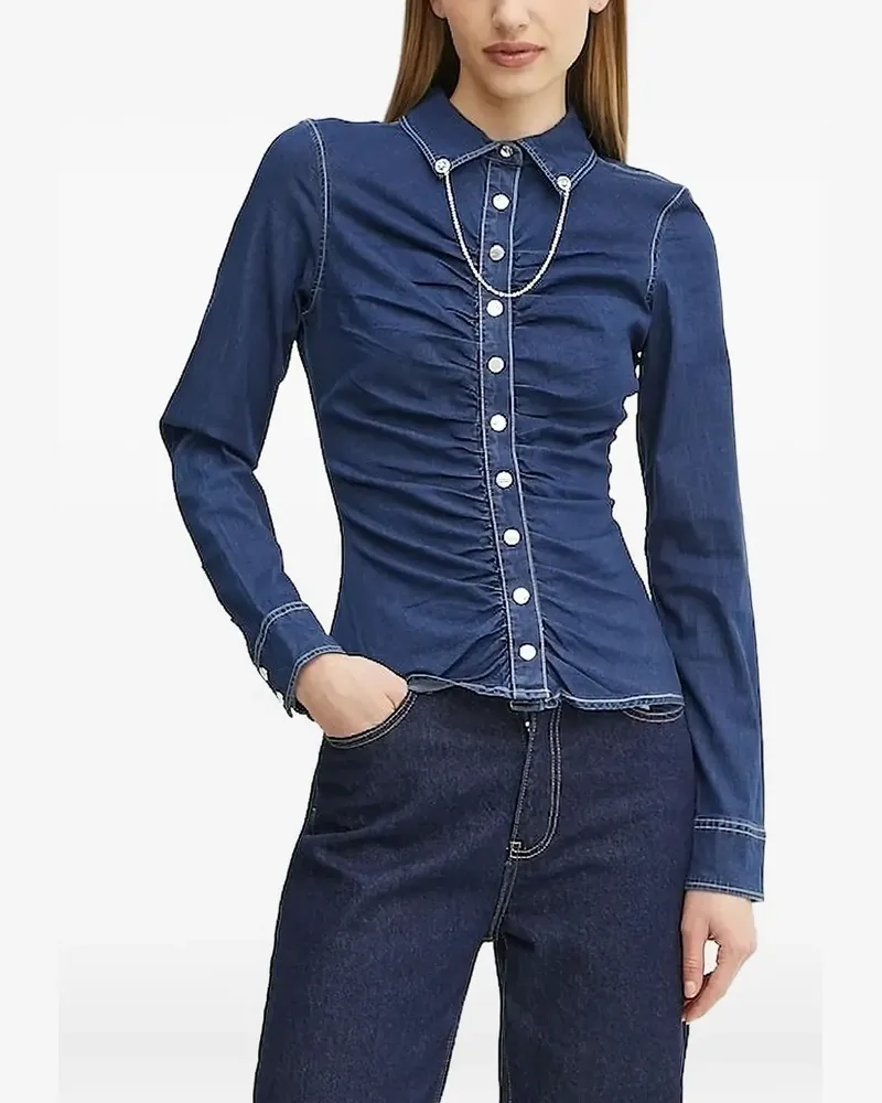 Guess Gerafftes Jeanshemd - Blau Blau