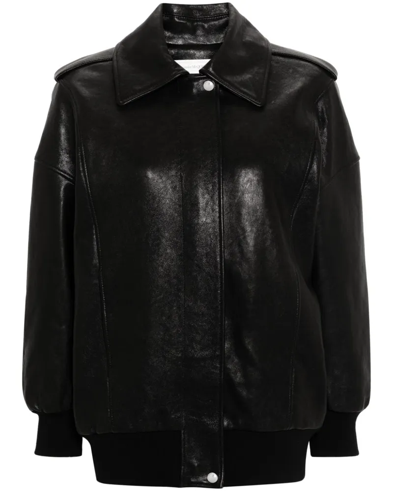 Alexander McQueen Bomberjacke aus Leder - Schwarz Schwarz