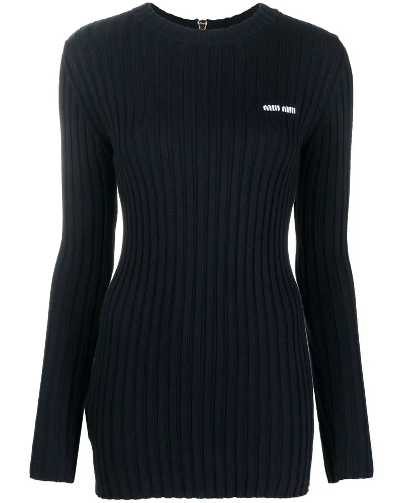 Miu Miu Pullover mit Logo-Stickerei - Blau Blau