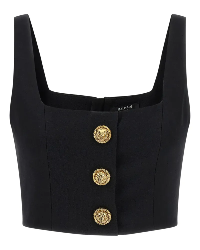 Balmain button-fastening cropped top - Schwarz Schwarz