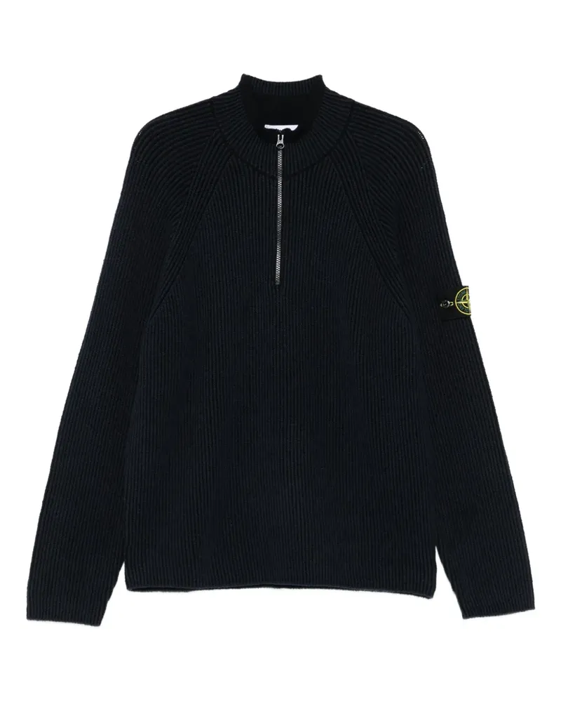 Stone Island Gerippter Pullover mit Reißverschluss - Blau Blau