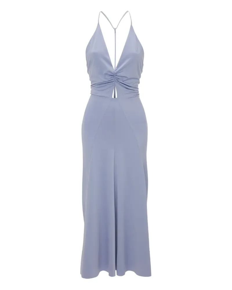 Victoria Beckham Gerafftes Midikleid mit V-Ausschnitt - Blau Blau