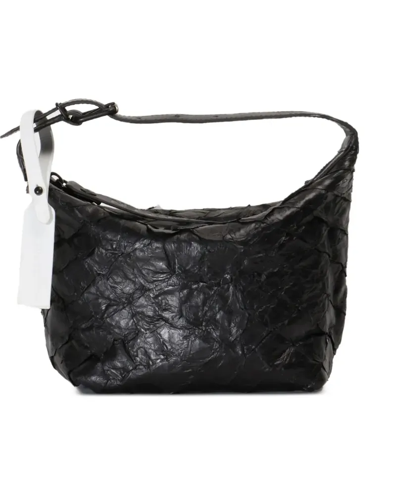 Osklen Schultertasche mit Knitteroptik - Schwarz Schwarz