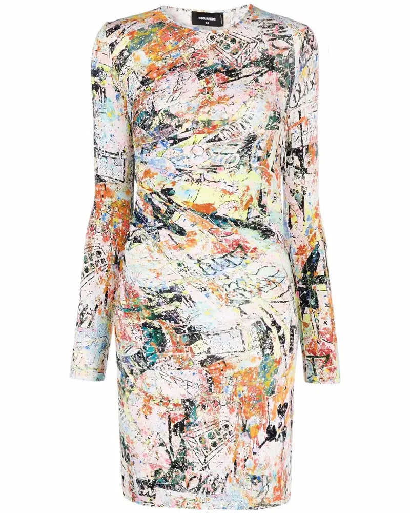 Dsquared2 Kleid mit abstraktem Print - Weiß Weiß