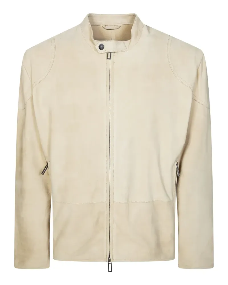 Paolo Pecora Milano suede-finish panelled jacket - Nude Nude