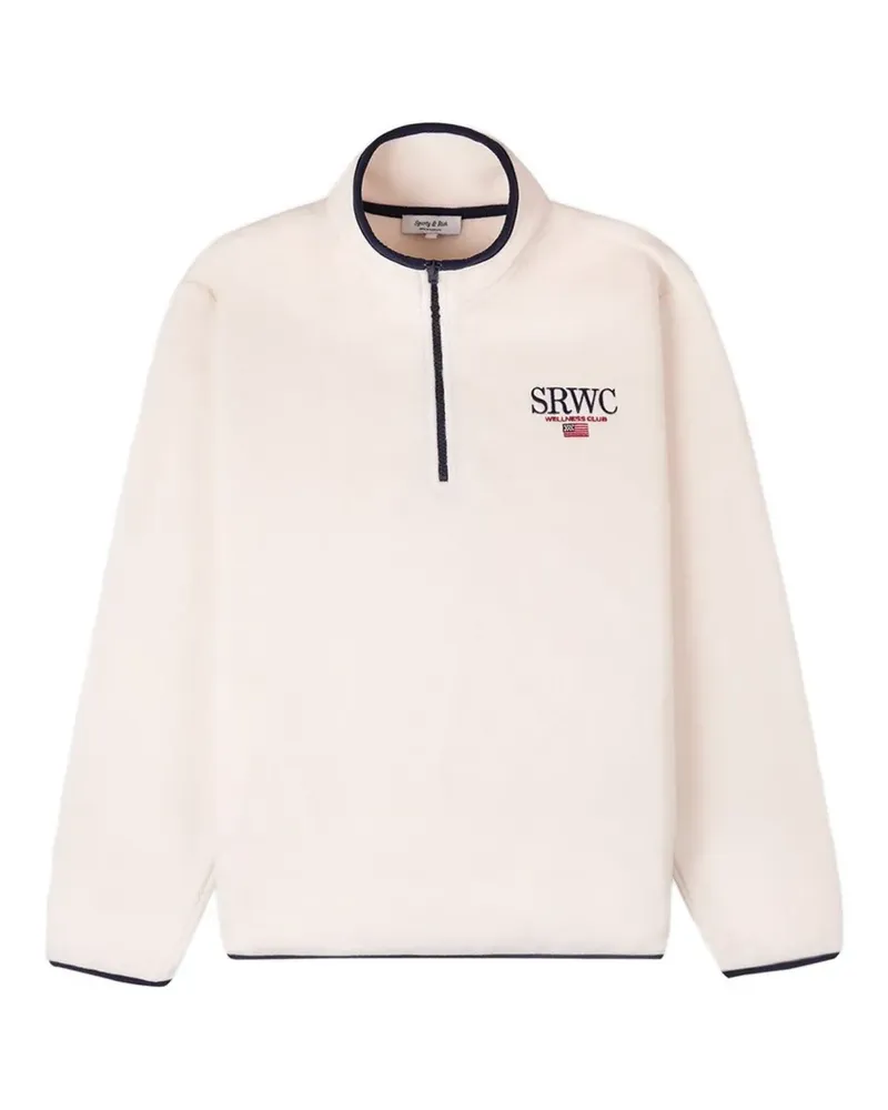 SPORTY & RICH logo-embroidered half-zip sweatshirt - Nude Nude
