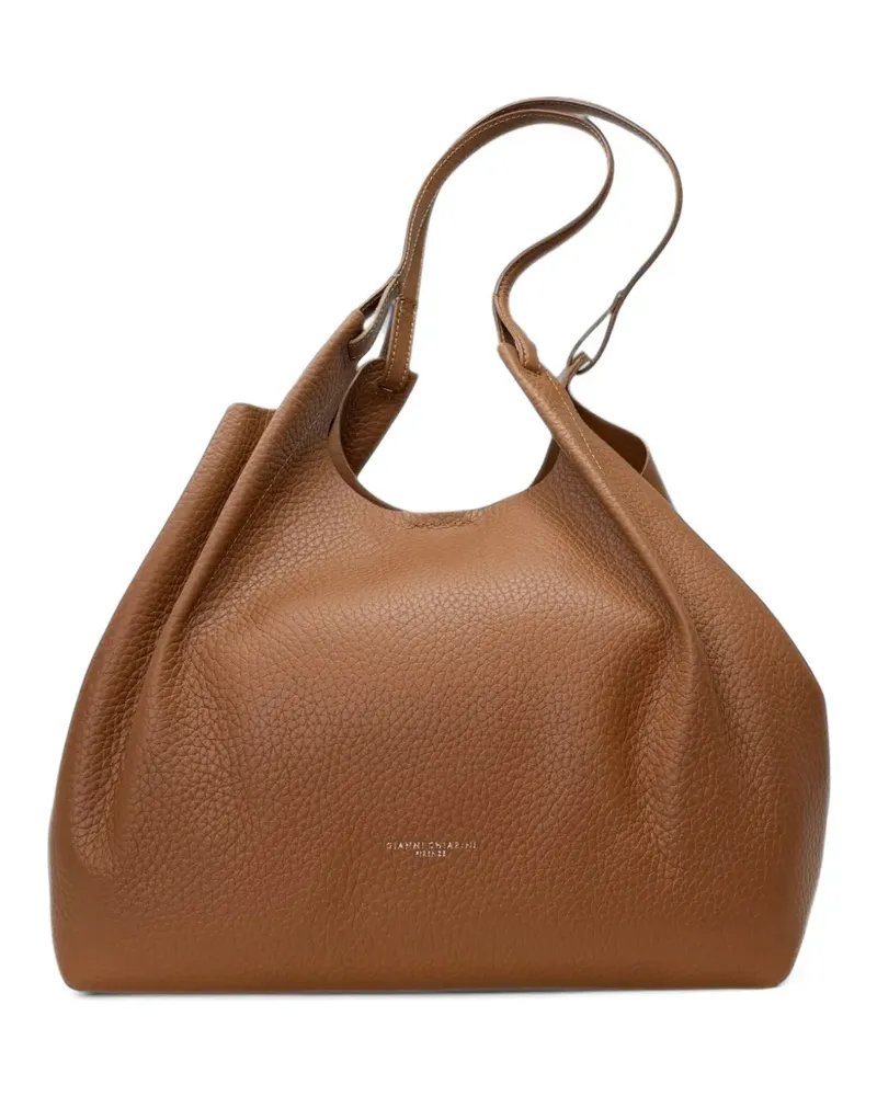Gianni Chiarini Große Dua Schultertasche aus gekörntem Leder - Braun Braun