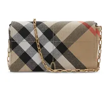 Mini-Tasche mit Karomuster - Nude