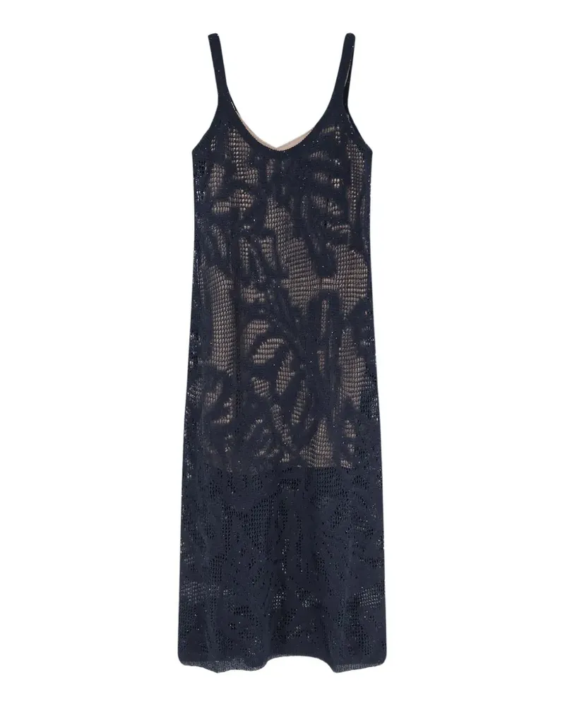 Brunello Cucinelli leaf-patterned maxi dress - Blau Blau