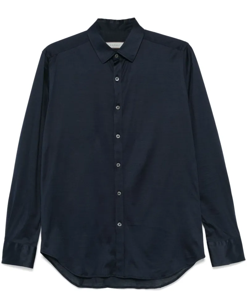 Canali Hemd aus leichtem Jersey - Blau Blau