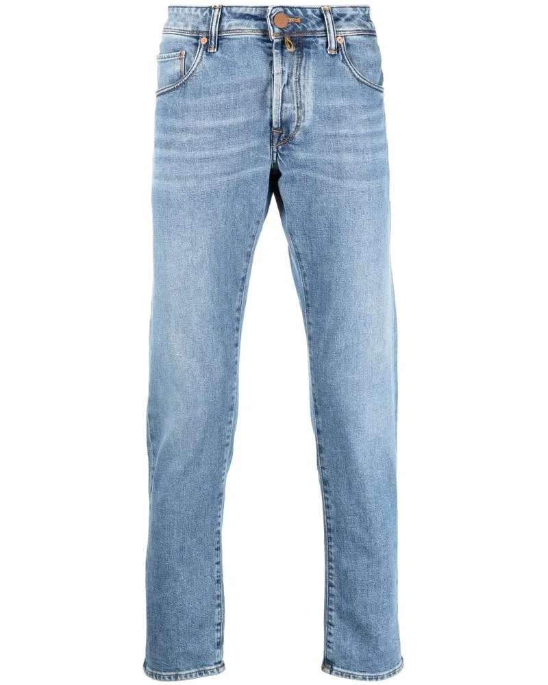 Incotex Halbhohe Straight-Leg-Jeans - Blau Blau
