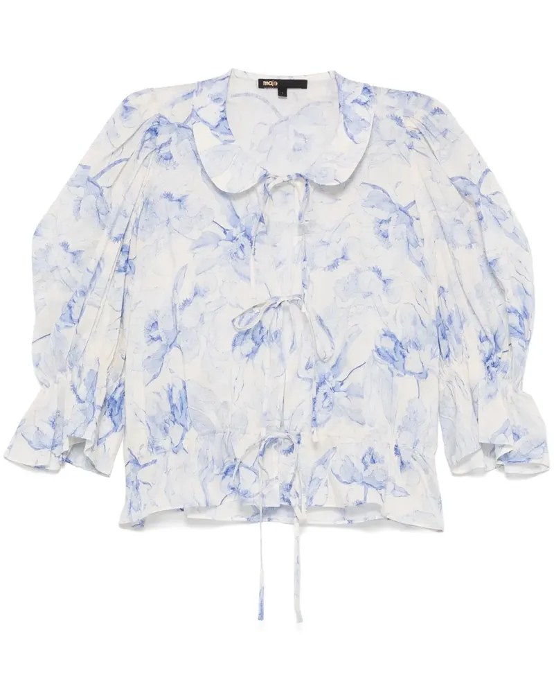 Maje Bluse mit Blumen-Print - Blau Blau