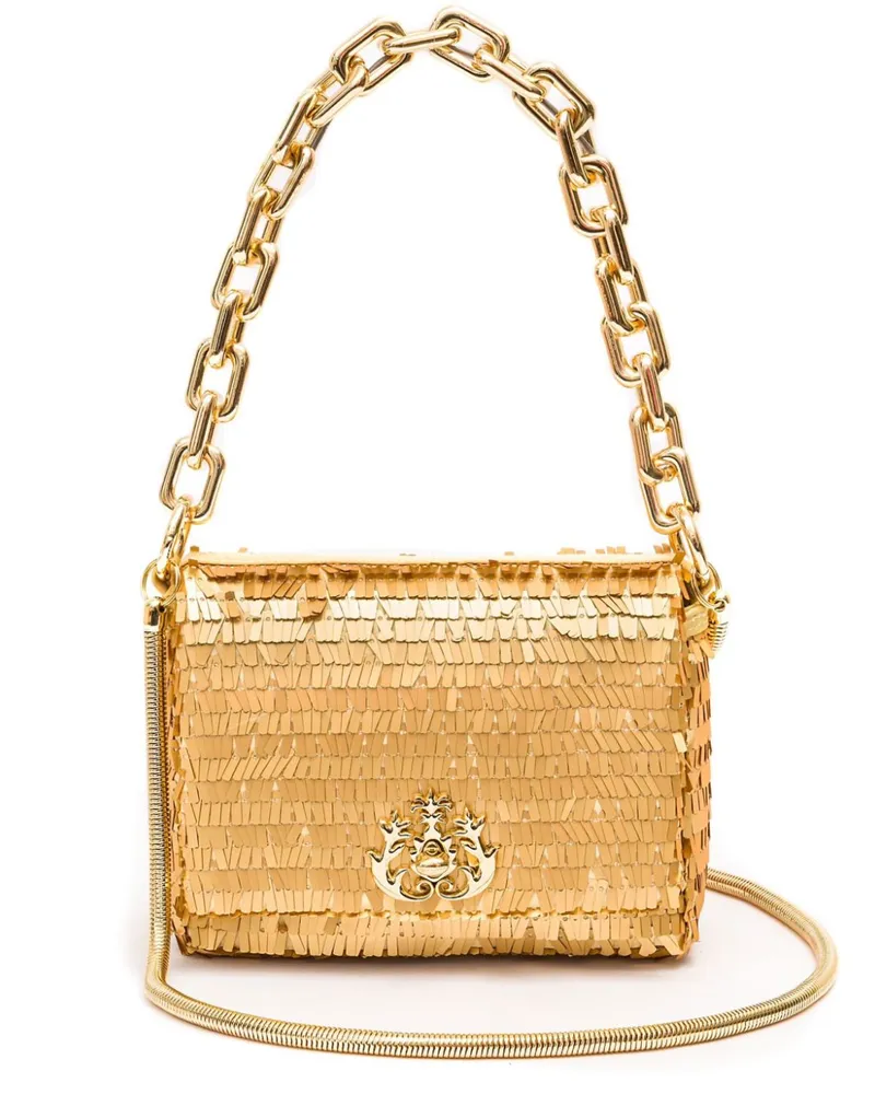 ISLA Schultertasche mit Logo-Schild - Gold Gold