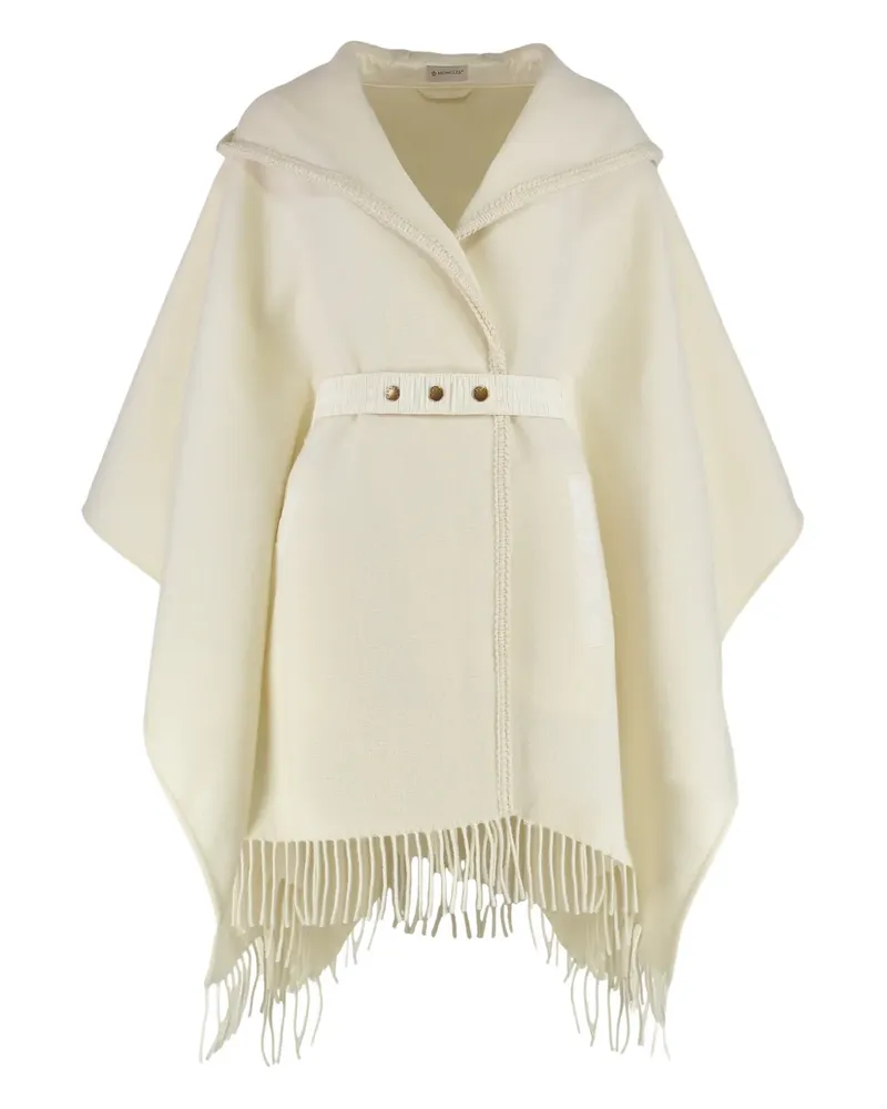 Moncler hooded fringed belt cape - Nude Nude
