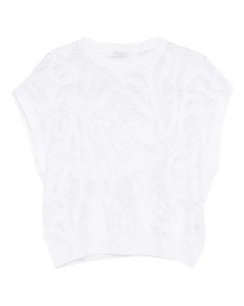 Brunello Cucinelli Gestricktes T-Shirt - Weiß Weiß