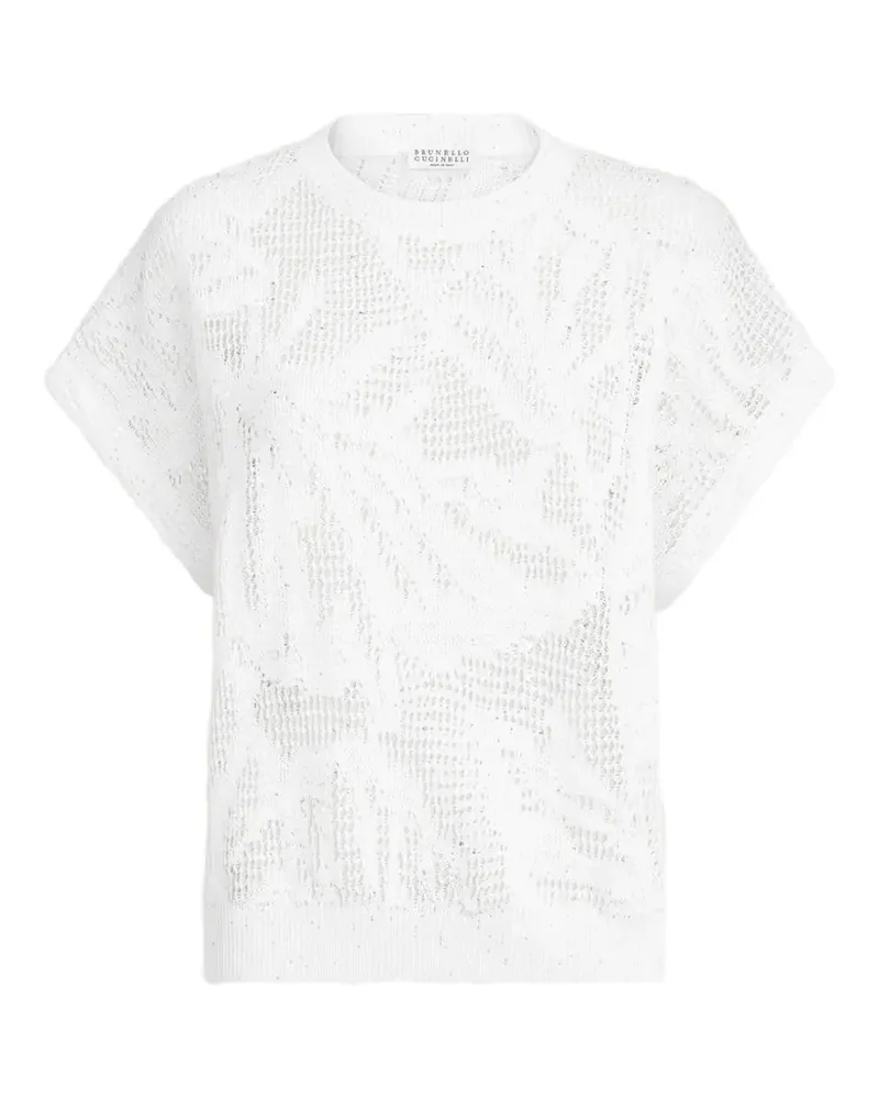 Brunello Cucinelli Gestricktes T-Shirt - Weiß Weiß