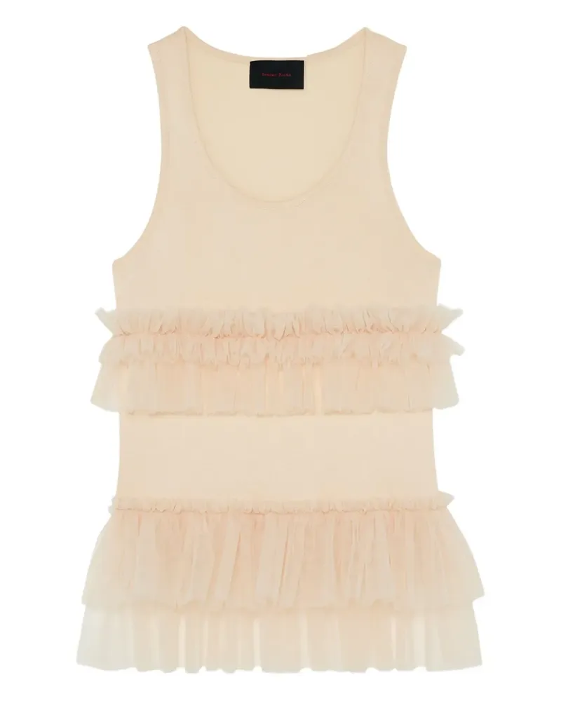 Simone Rocha Verziertes Tanktop mit Tüllbesatz - Nude Nude