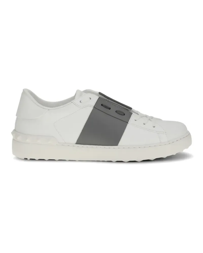 Valentino Garavani studded stripe leather sneakers - Weiß Weiß