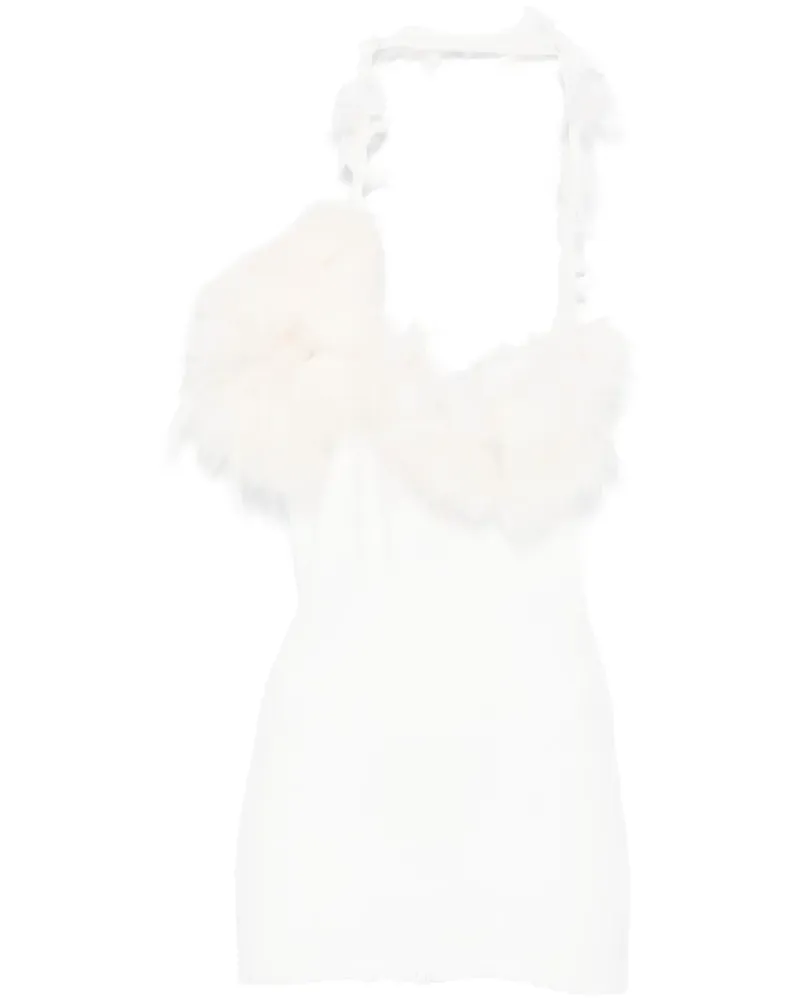 LOULOU Minikleid mit Faux Fur-Detail - Weiß Weiß