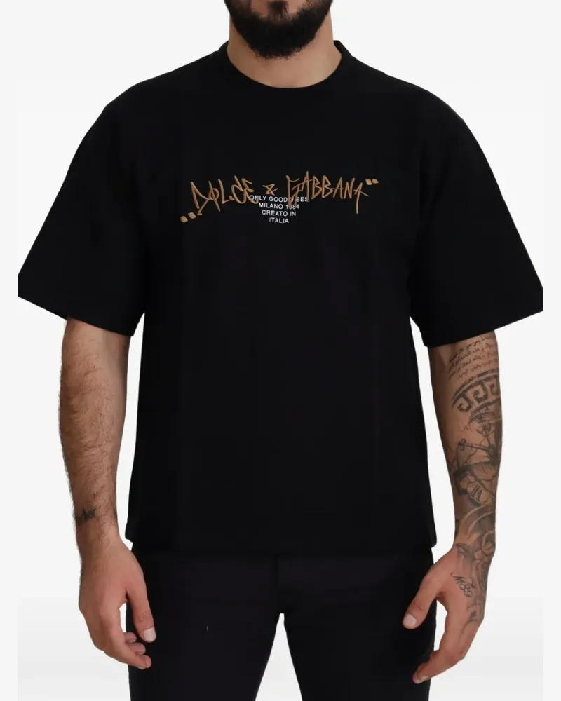 Dolce & Gabbana logo-print crew-neck T-shirt - Schwarz Schwarz