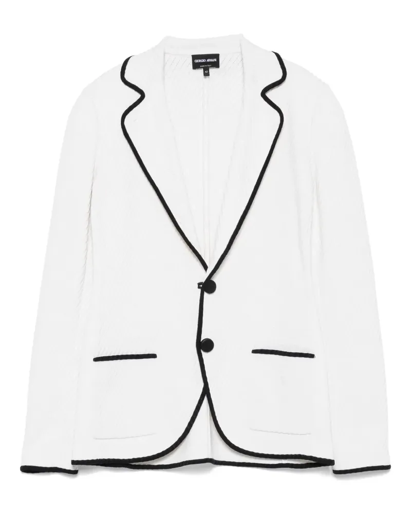 Giorgio Armani Sakko mit gerippten Details - Weiß Weiß