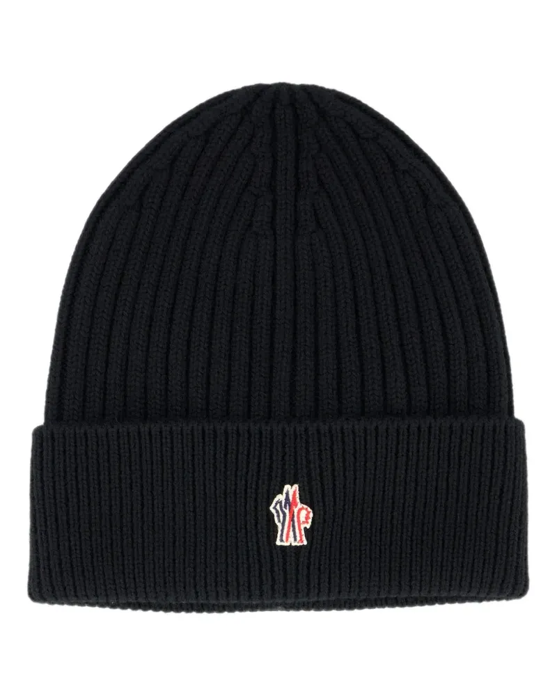 Moncler Gerippte Beanie - Schwarz Schwarz
