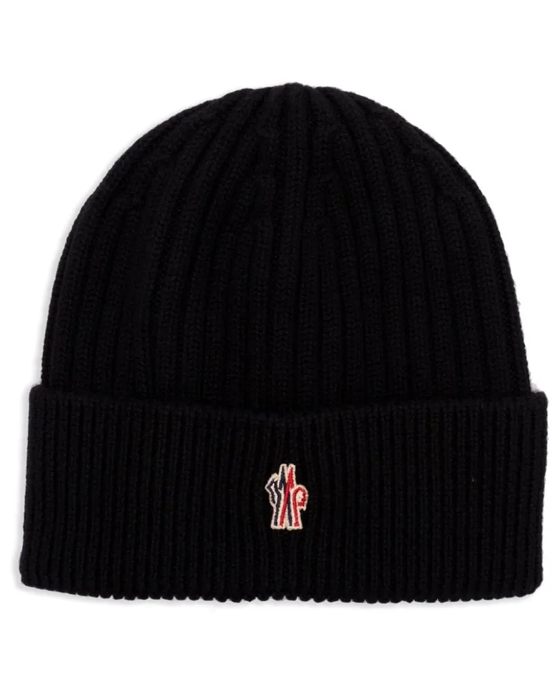 Moncler Beanie mit Logo-Applikation - Schwarz Schwarz