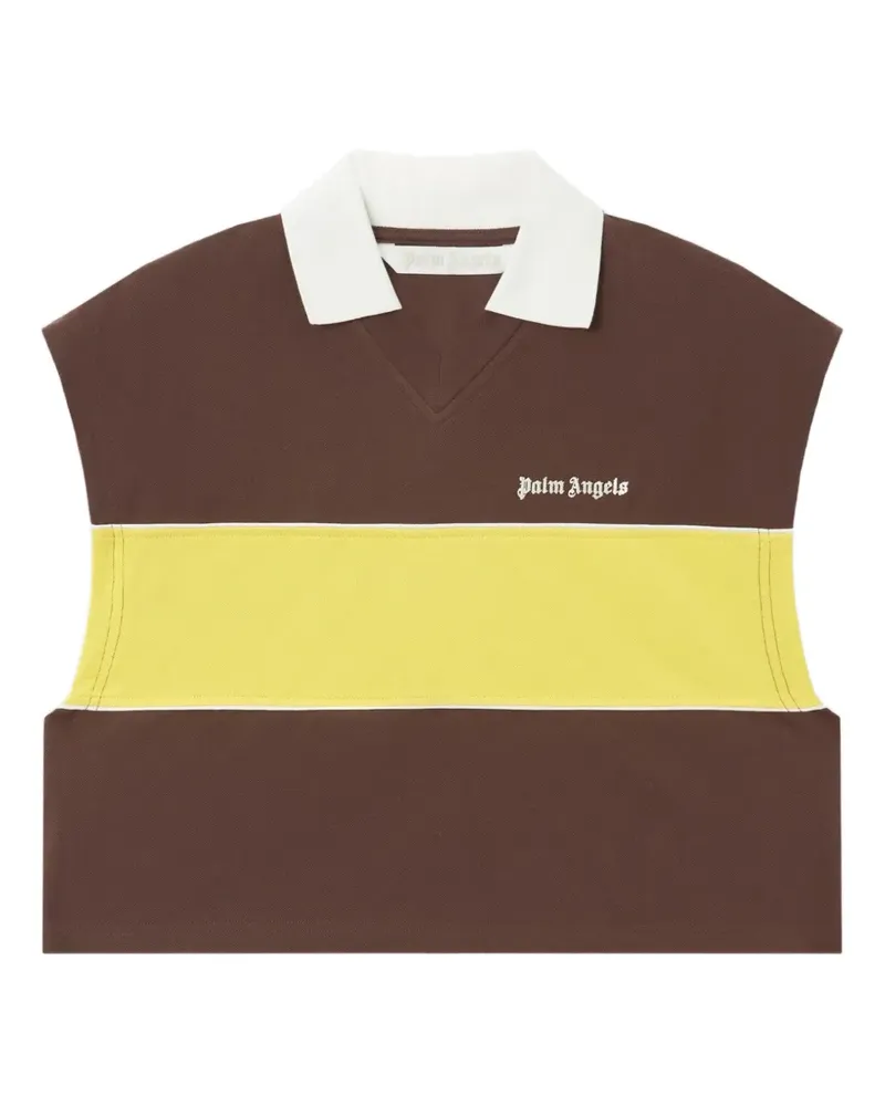 Palm Angels Kastiges Classic Logo Poloshirt - Braun Braun