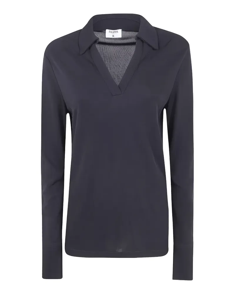 Filippa K V-neck long-sleeve t-shirt - Schwarz Schwarz