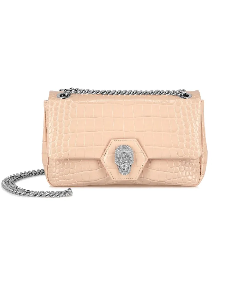 Philipp Plein Schultertasche mit Kristall-Totenkopf - Rosa Rosa