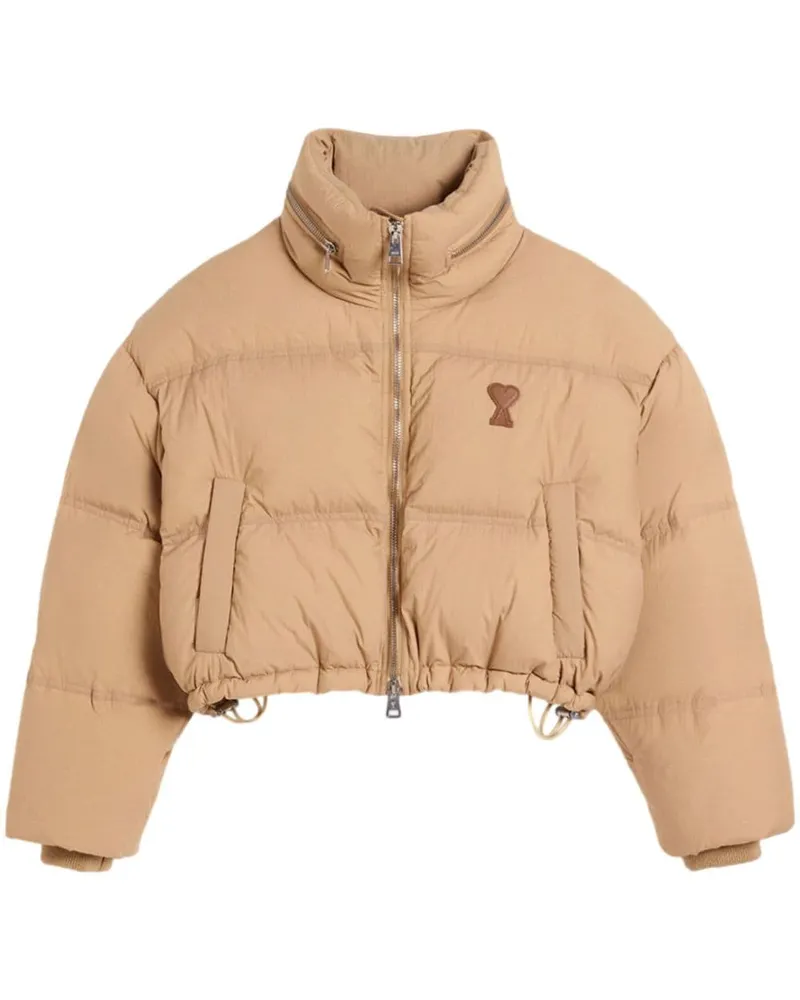 AMI Paris Gesteppte Jacke mit Logo-Print - Nude Nude