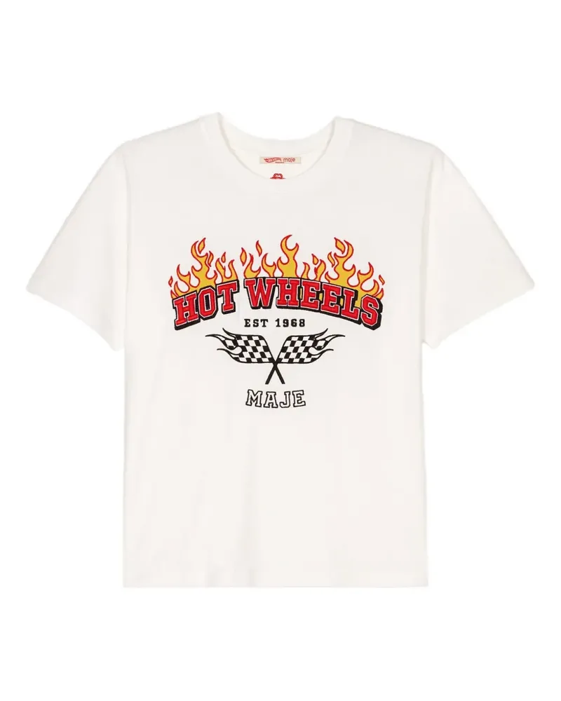 Maje T-Shirt mit Flammen-Print - Weiß Weiß