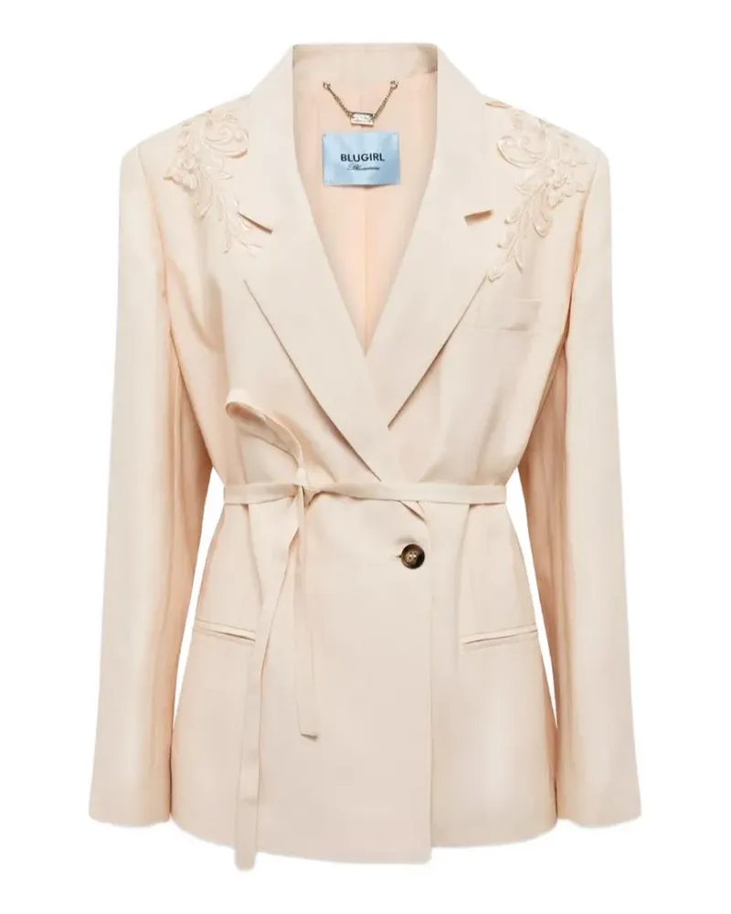 Blumarine embroidered belted blazer - Nude Nude