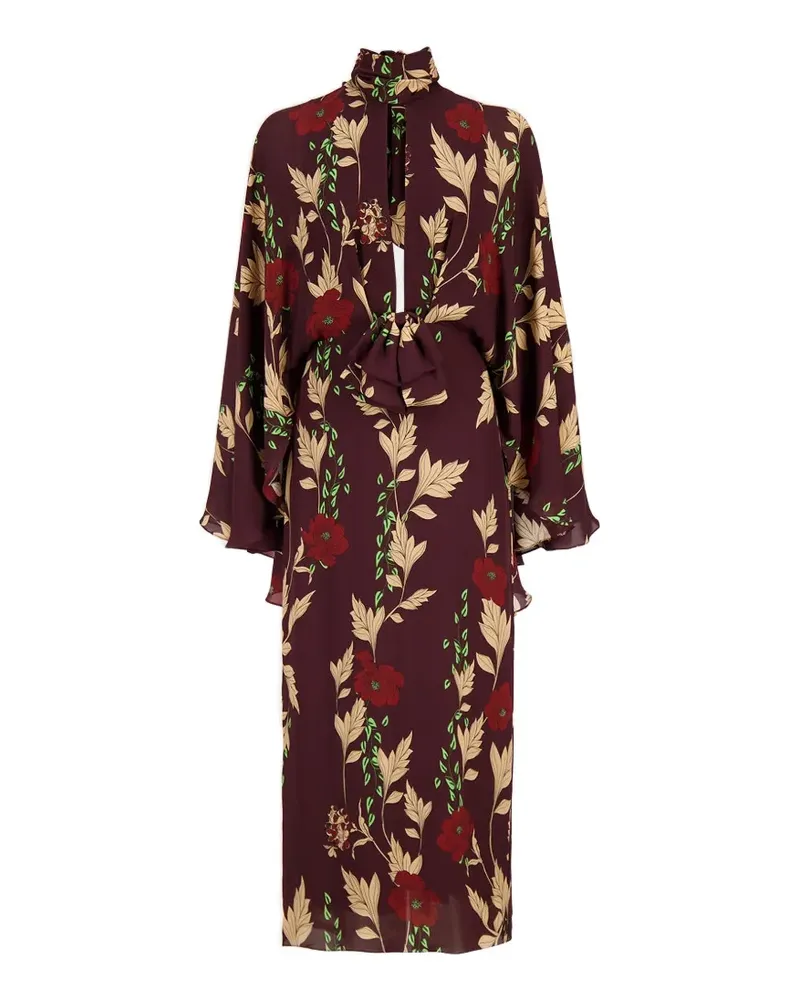 Johanna Ortiz floral-print silk midi dress - Rot Rot